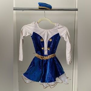 Girls 1940s-Style or Majorette-Style Blue Dance Costume